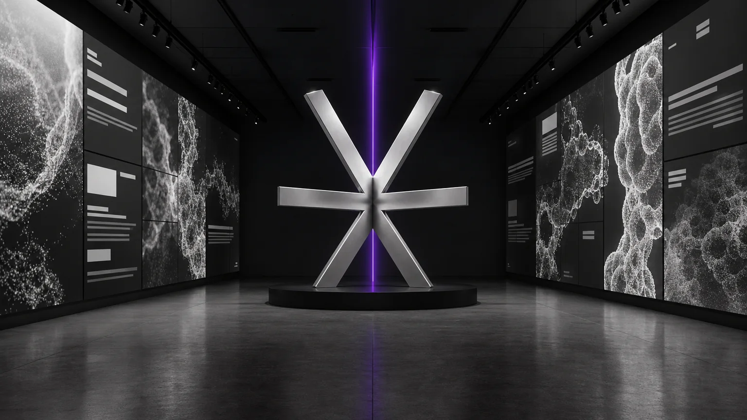 AI-generated editorial image of an award-winning biotechnology identity displayed in a refined digital design gallery.