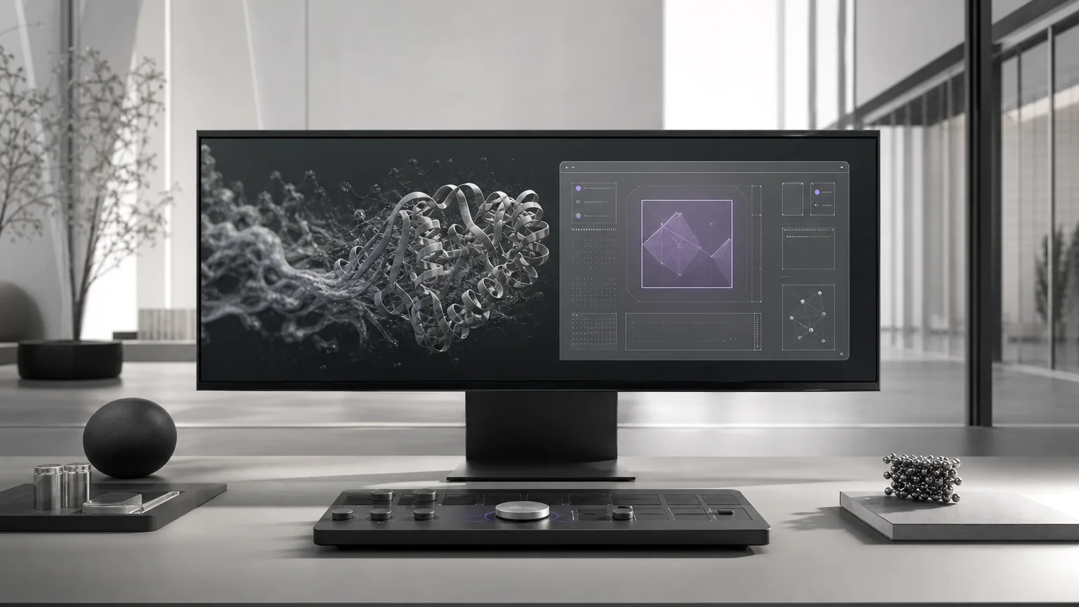 AI-generated editorial image of a biotechnology website receiving an international digital design award.